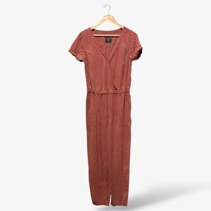 Abercrombie & Fitch Jumpsuit Size MT Rust Red Short Sleeve Casual V-Neck